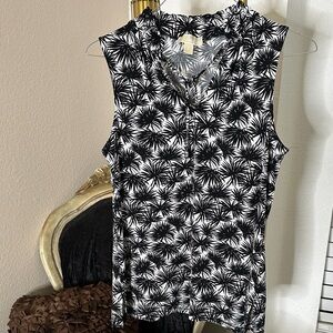 Michael Kors Monochrome Floral Sleeveless Top